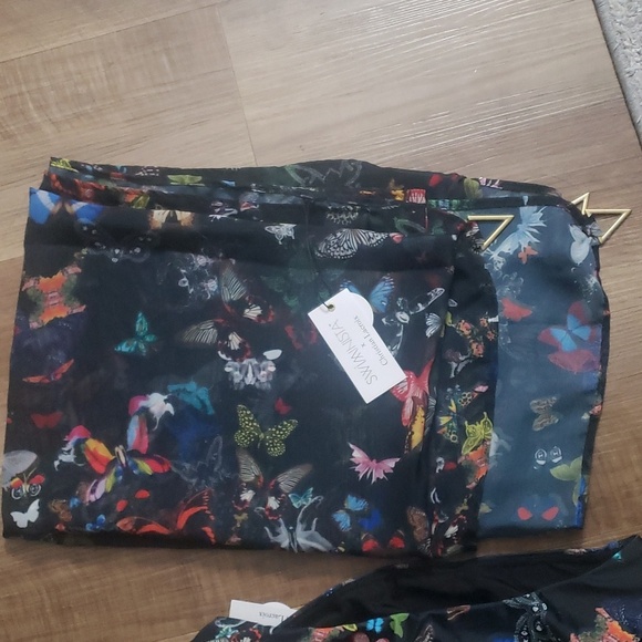 Christian Lacroix black butterfly parade print bikini bottom/ sarong - Picture 4 of 8